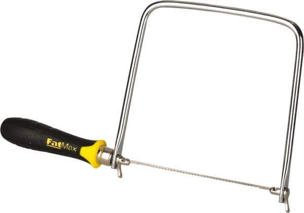 Stanley - 6-1/2" Steel Blade Coping Saw - ABS, TPR Handle, Ergonomic, 13-1/4" OAL, 6-3/4" Throat Depth - All Tool & Supply