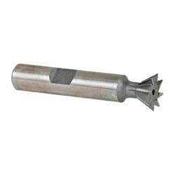 Made in USA - 1/2" Diam x 7/32" Width of Cut, 60° Included Angle, Cobalt Dovetail Cutter - 3/8" Shank Diam, 2-1/8" Overall Length, Weldon Flat, Uncoated - All Tool & Supply