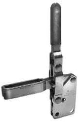 Lapeer - 600 Lb Holding Capacity, Vertical Handle, Manual Hold Down Toggle Clamp - 57° Handle Movement, 106° Bar Opening, U-Bar, Straight Base, Carbon Steel - All Tool & Supply