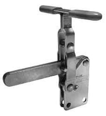 Lapeer - 700 Lb Holding Capacity, Vertical Handle, Manual Hold Down Toggle Clamp - 57° Handle Movement, 106° Bar Opening, Solid Bar, Straight Base, Carbon Steel - All Tool & Supply