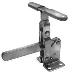 Lapeer - 700 Lb Holding Capacity, Vertical Handle, Manual Hold Down Toggle Clamp - 57° Handle Movement, 106° Bar Opening, Solid Bar, Flanged Base, Carbon Steel - All Tool & Supply