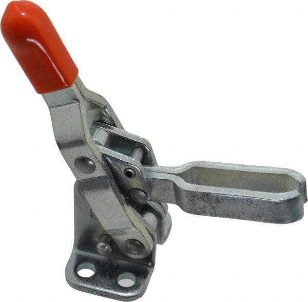 Lapeer - 200 Lb Holding Capacity, Vertical Handle, Manual Hold Down Toggle Clamp - 64° Handle Movement, 110° Bar Opening, U-Bar, Flanged Base, Carbon Steel - All Tool & Supply