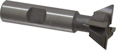 Made in USA - 1" Diam x 3/8" Width of Cut, 60° Included Angle, Carbide-Tipped Dovetail Cutter - 1/2" Shank Diam, 2-1/2" Overall Length, 0.02" Corner Radius, Weldon Flat, Uncoated - All Tool & Supply