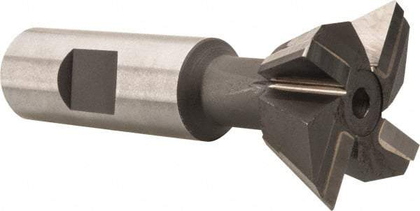 Made in USA - 1-1/2" Diam x 5/8" Width of Cut, 60° Included Angle, Carbide-Tipped Dovetail Cutter - 3/4" Shank Diam, 3-1/4" Overall Length, 0.02" Corner Radius, Weldon Flat, Uncoated - All Tool & Supply