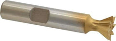 Whitney Tool Co. - 1/2" Diam x 7/32" Width of Cut, 60° Included Angle, High Speed Steel Dovetail Cutter - 3/8" Shank Diam, 2-1/8" Overall Length, Weldon Flat, TiN Coated - All Tool & Supply