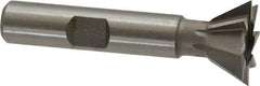 Made in USA - 3/4" Diam x 5/16" Width of Cut, 60° Included Angle, High Speed Steel Dovetail Cutter - 3/8" Shank Diam, 2-1/8" Overall Length, Weldon Flat, Uncoated - All Tool & Supply