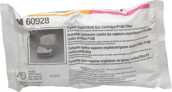 3M - Yellow and Magenta P100 Cartridge and Filter Combination - Series 6000, Protects Against Acid Gas, Organic Vapor - All Tool & Supply