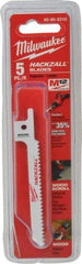 Milwaukee Tool - 3-1/2" Long x 5/16" Thick, Bi-Metal Reciprocating Saw Blade - Scroll Profile, 10 TPI, Toothed Edge, Universal Shank - All Tool & Supply