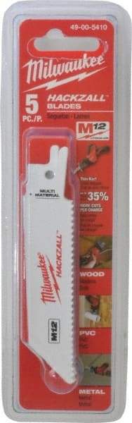 Milwaukee Tool - 4" Long x 3/4" Thick, Bi-Metal Reciprocating Saw Blade - Straight Profile, 10 TPI, Toothed Edge, Universal Shank - All Tool & Supply