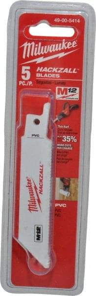 Milwaukee Tool - 4" Long x 3/4" Thick, Bi-Metal Reciprocating Saw Blade - Straight Profile, 14 TPI, Toothed Edge, Universal Shank - All Tool & Supply