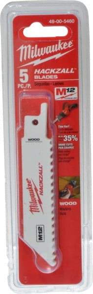 Milwaukee Tool - 4" Long x 3/4" Thick, Bi-Metal Reciprocating Saw Blade - Straight Profile, 6 TPI, Toothed Edge, Universal Shank - All Tool & Supply