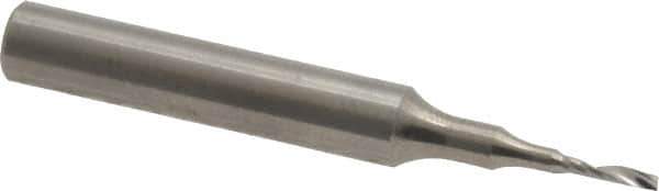 Onsrud - 1/16" Cutting Diam x 1/4" Length of Cut, 1 Flute, Upcut Spiral Router Bit - Uncoated, Right Hand Cut, Solid Carbide, 2" OAL x 1/4" Shank Diam, Single Edge, 21° Helix Angle - All Tool & Supply