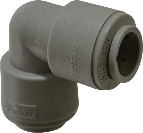 Parker - 1/2" Outside Diam, Acetal Push-to-Connect Tube Union Elbow - 250 Max psi, Tan - All Tool & Supply