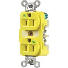 Hubbell Wiring Device-Kellems - 125V 15A NEMA 5-15R Industrial Grade Yellow Straight Blade Duplex Receptacle - All Tool & Supply