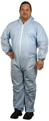 PRO-SAFE - Size 4XL SMS General Purpose Coveralls - Blue, Zipper Closure, Elastic Cuffs, Open Ankles, Serged Seams, ISO Class 6 - All Tool & Supply