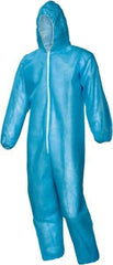 PRO-SAFE - Size 4XL Polypropylene General Purpose Coveralls - Blue, Zipper Closure, Elastic Cuffs, Open Ankles, Serged Seams, ISO Class 7 - All Tool & Supply