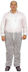 PRO-SAFE - Size M Polypropylene General Purpose Coveralls - White, Zipper Closure, Elastic Cuffs, Elastic Ankles, Serged Seams, ISO Class 7 - All Tool & Supply