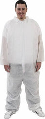 PRO-SAFE - Size XL Polypropylene General Purpose Coveralls - White, Zipper Closure, Elastic Cuffs, Elastic Ankles, Serged Seams, ISO Class 7 - All Tool & Supply