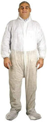 PRO-SAFE - Size M Polypropylene General Purpose Coveralls - White, Zipper Closure, Elastic Cuffs, Open Ankles, Serged Seams, ISO Class 7 - All Tool & Supply