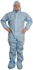 PRO-SAFE - Size 4XL SMS General Purpose Coveralls - Blue, Zipper Closure, Elastic Cuffs, Open Ankles, Serged Seams, ISO Class 6 - All Tool & Supply