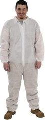 PRO-SAFE - Size M Polypropylene General Purpose Coveralls - White, Zipper Closure, Elastic Cuffs, Elastic Ankles, Serged Seams, ISO Class 7 - All Tool & Supply