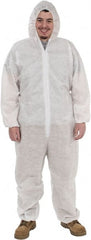 Disposable Coveralls: Size 2X-Large, 1.6 oz, Polypropylene, Zipper Closure White, Serged Seam, Elastic Cuff, Elastic Ankle, ISO 7 Class