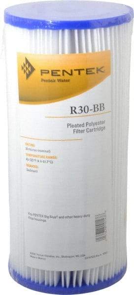 Pentair - 4-1/2" OD, 30µ, Non-Woven Polyester Pleated Cartridge Filter - 9-3/4" Long, Reduces Sediments - All Tool & Supply