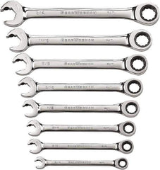 GearWrench - 8 Piece, 5/16" to 3/4", 12 Point Ratcheting Combination Wrench Set - Inch Measurement Standard, Chrome Finish - All Tool & Supply