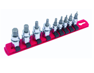 9 Piece - Hex Metric Socket Set  1/4" Square Drive 1.5-4.0 3/8" Square Drive 5.0-10.0mm On Rail - 1/4" Replaceable Hex Bits. - All Tool & Supply