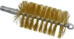 Schaefer Brush - 4-1/2" Brush Length, 2-1/2" Diam, Double Stem, Single Spiral Tube Brush - 8" Long, Brass, 1/4" NPSM Male Connection - All Tool & Supply