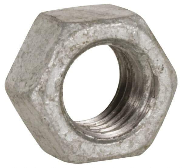 Value Collection - 1/4-20 UNC Steel Right Hand Heavy Hex Nut - 1/2" Across Flats, 15/64" High, Hot Dipped Galvanized Finish - All Tool & Supply