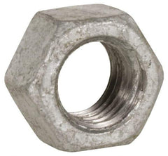 Value Collection - 1/4-20 UNC Steel Right Hand Heavy Hex Nut - 1/2" Across Flats, 15/64" High, Hot Dipped Galvanized Finish - All Tool & Supply