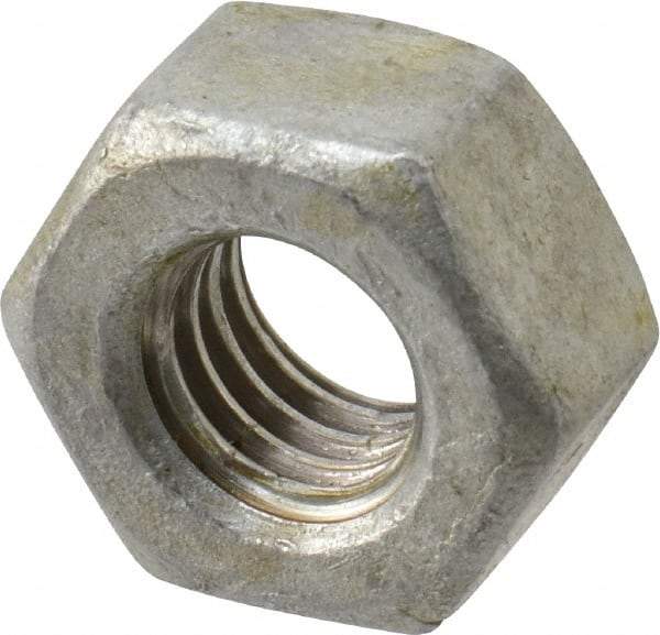 Value Collection - 3/8-16 UNC Steel Right Hand Heavy Hex Nut - 11/16" Across Flats, 23/64" High, Hot Dipped Galvanized Finish - All Tool & Supply