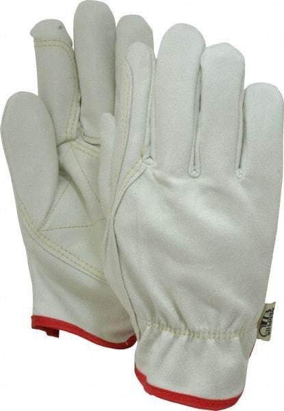 MCR Safety - Size S (7) Split Cowhide General Protection Work Gloves - For Work & Driver, Uncoated, Slip-On Cuff, Full Fingered, Beige, Paired - All Tool & Supply