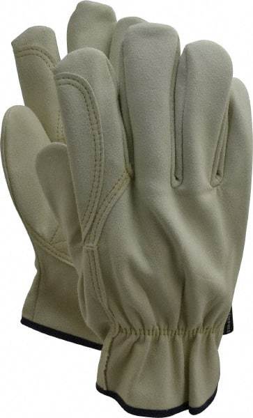 MCR Safety - Size XL (10) Split Cowhide General Protection Work Gloves - For Work & Driver, Uncoated, Slip-On Cuff, Full Fingered, Beige, Paired - All Tool & Supply