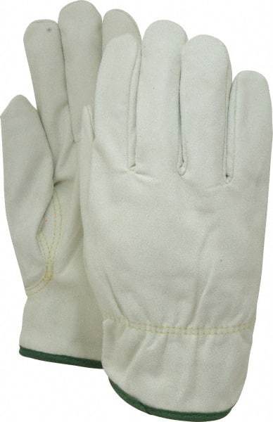 MCR Safety - Size M (8) Synthetic Leather Cold Protection Work Gloves - For Work & Driver, Uncoated, Slip-On Cuff, Full Fingered, Beige/Yellow/Green/Red, Paired - All Tool & Supply