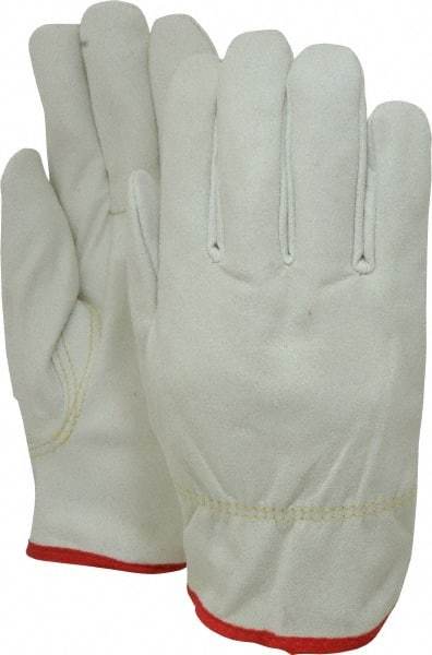 MCR Safety - Size S (7) Synthetic Leather Cold Protection Work Gloves - For Work & Driver, Uncoated, Slip-On Cuff, Full Fingered, Beige/Yellow/Red, Paired - All Tool & Supply