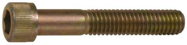 Made in USA - #10-24 UNC Hex Socket Drive, Socket Cap Screw - Grade 4037 Alloy Steel, Yellow Cadmium-Plated Finish, Partially Threaded, 1-1/4" Length Under Head - All Tool & Supply