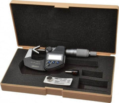 Mitutoyo - 0.05 to 0.6 Inch Measurement, Accuracy Up to 4 micro m, 3 Flutes Measured, Ratchet Stop Thimble, Electronic V Anvil Micrometer - 0.0001 Inch Resolution, Carbide, Data Output, SR44 Battery - All Tool & Supply