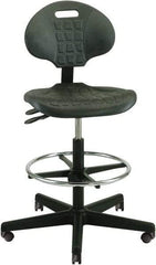 Bevco - 22 to 32" High Adjustable Height Swivel Stool - 27" Wide x 27" Deep, Polyurethane Seat, Black - All Tool & Supply