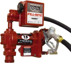 Tuthill - 15 GPM, 3/4" Hose Diam, DC Tank Pump with Manual Nozzle & 807C Meter - 1" Inlet, 3/4" Outlet, 12 Volts, 12' Hose Length, 1/4 hp - All Tool & Supply