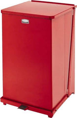 Rubbermaid - 40 Gal Square Unlabeled Trash Can - 30" High x 19" Long x 19" Wide, Red, Steel - All Tool & Supply