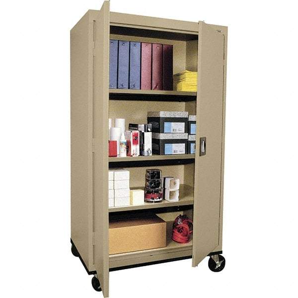 Sandusky Lee - 4 Shelf Mobile Storage Cabinet - Steel, 36" Wide x 24" Deep x 60" High, Tropic Sand - All Tool & Supply