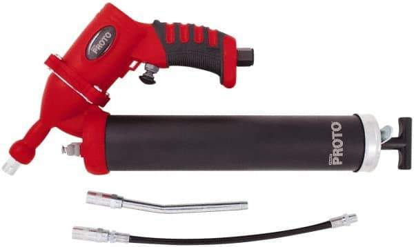 Proto - 3,600 Max psi, Air-Operated Grease Gun - 14 oz Capacity, 1/8 Thread Outlet, 3-Way, Bulk, Cartridge & Filler Pump - All Tool & Supply