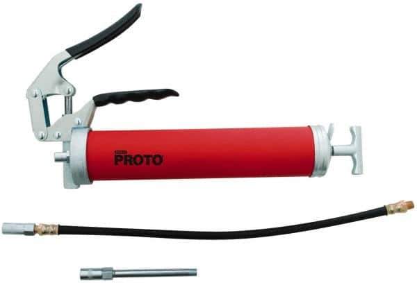 Proto - 3,600 Max psi, Flexible Pistol Grease Gun - 14 oz (Cartridge) & 16 oz (Bulk) Capacity, 1/8 Thread Outlet, 3-Way, Bulk, Cartridge & Filler Pump - All Tool & Supply