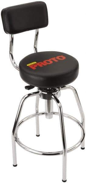 Proto - 14 Inch Wide x 3 Inch Deep x 44 Inch High, Circular Base, Heavy Duty Shop Stool - Vinyl Seat, Metal and Black - All Tool & Supply