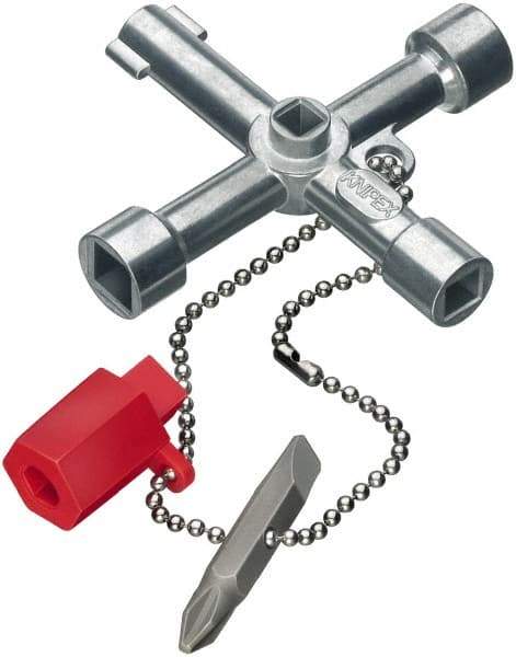 Knipex - 1 Piece Cabinet Key - 3 to 5mm Two-Way Key Bit Capacity, 5, 6, 8mm Square Capacity, 9mm Triangular Capacity - All Tool & Supply