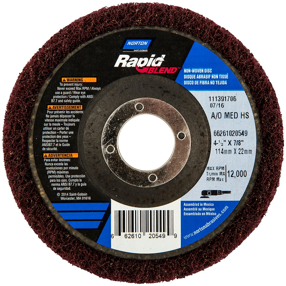 Norton - 4-1/2" Diam, Medium Grade, Aluminum Oxide Deburring Disc - All Tool & Supply