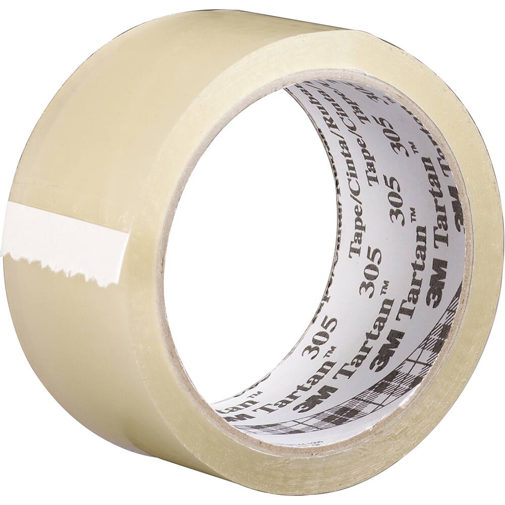 3M - Box Sealing & Label Protection Tape; Tape Number: 305 ; Thickness (mil): 1.8 ; Length: 100 ; Width (mm): 72 ; Color: Transparent - Exact Industrial Supply