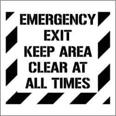 NMC - Emergency Exit - Keep Area Clear at All Times Stencil - 0.06 Inch Thick, Polyethylene, English - All Tool & Supply